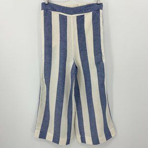 Madewell Huston Pull-On Crop Wide Leg Pants Stripe Linen Blend Coastal Grandma